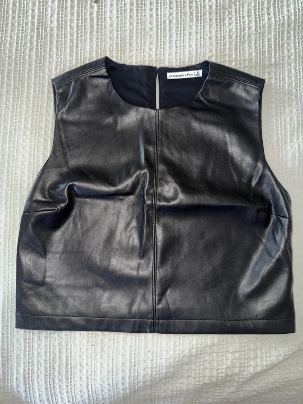 Abercrombie & Fitch Black Faux Leather Cropped Shell Top